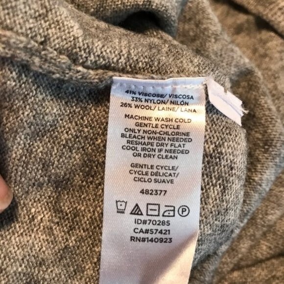 ANN TAYLOR LOFT X-Small Gray Red Floral Crewneck Wool Tunic Pullover Crewneck - Picture 6 of 6